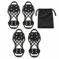 Two pairs of black ice cleats with metal studs